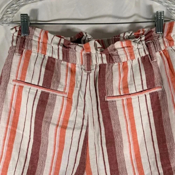 a.n.a Shorts Women's Medium White Pink Striped Pull On Elastic Waist Linen Blend - Picture 6 of 10